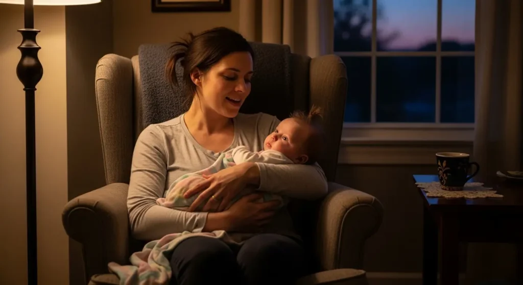 Mother singing lullaby to her child