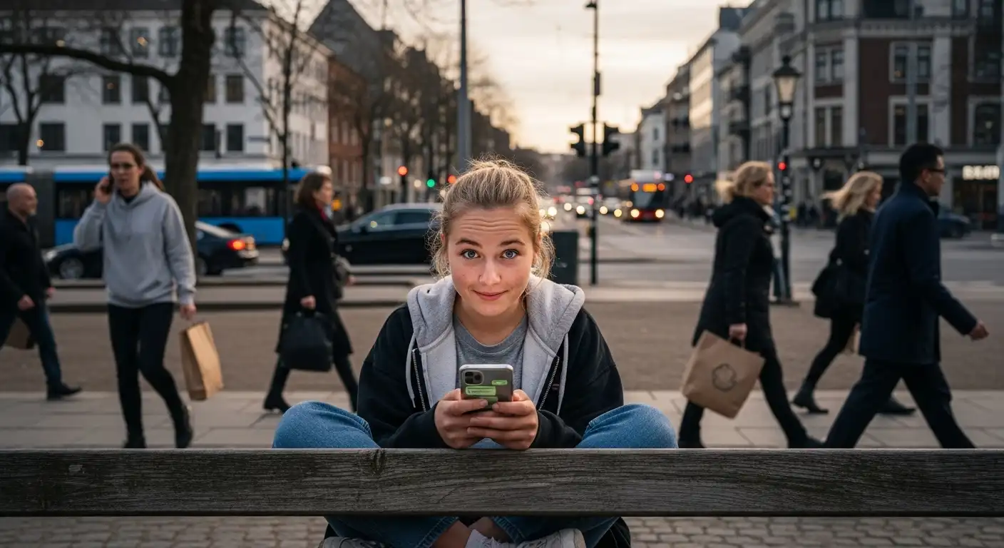 Teenage girl talks to chatbot