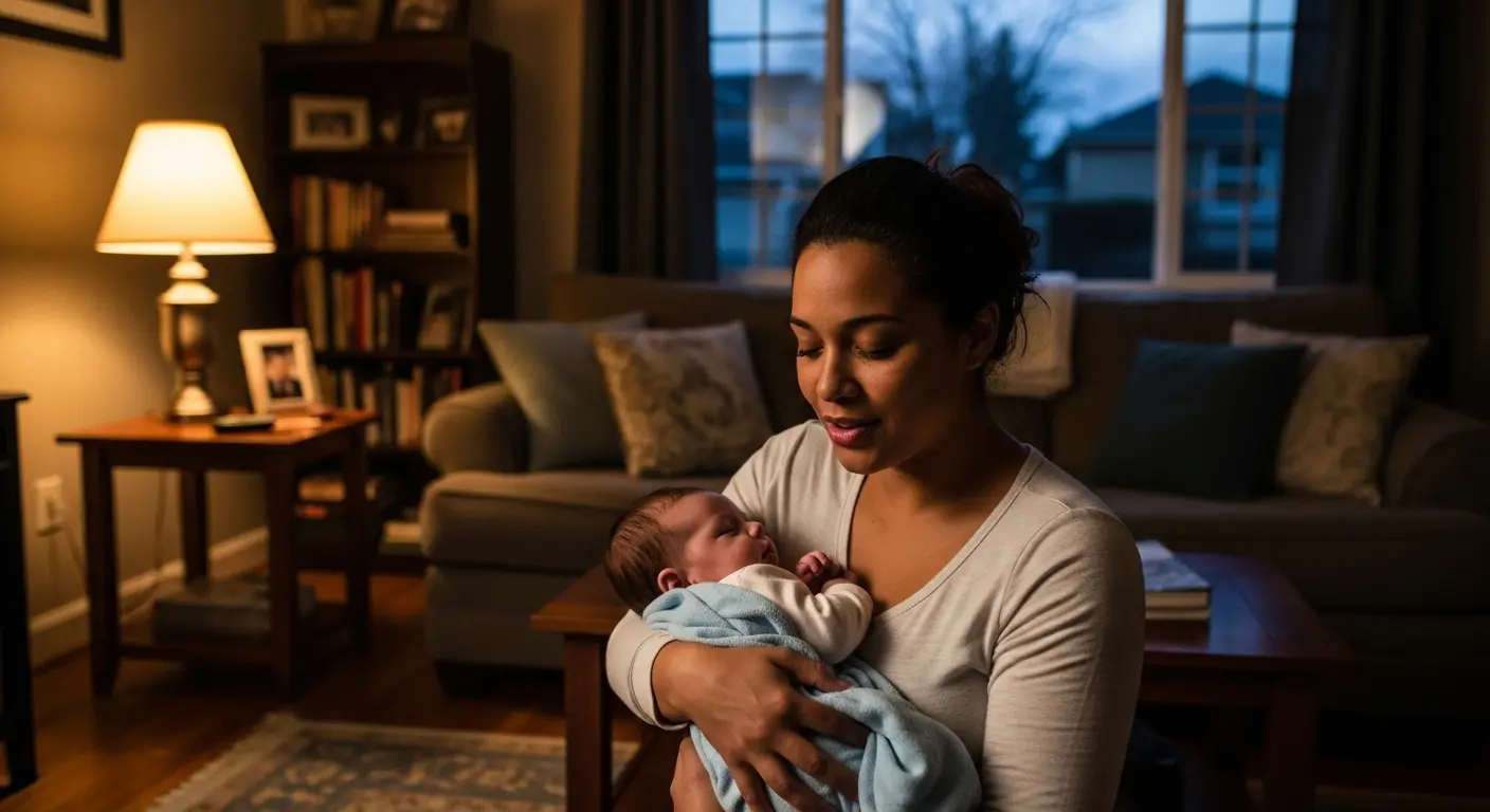 Woman singing lullaby to their baby.078Z